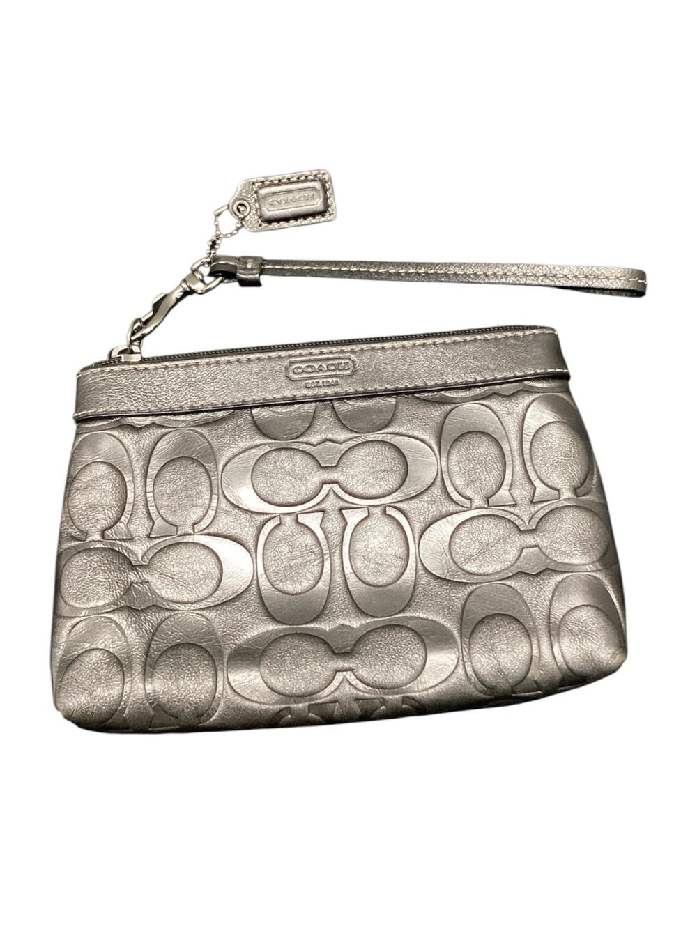 Coach Leather Gunmetal Wristlet